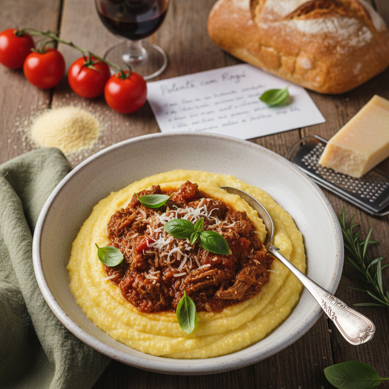Polenta com ragu de carne