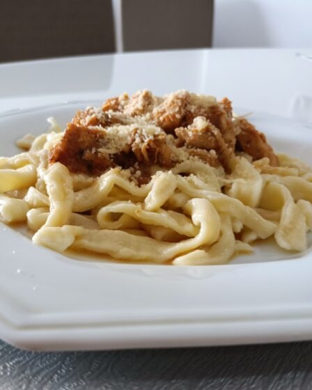 Massa Caseira ao Molho de Frango